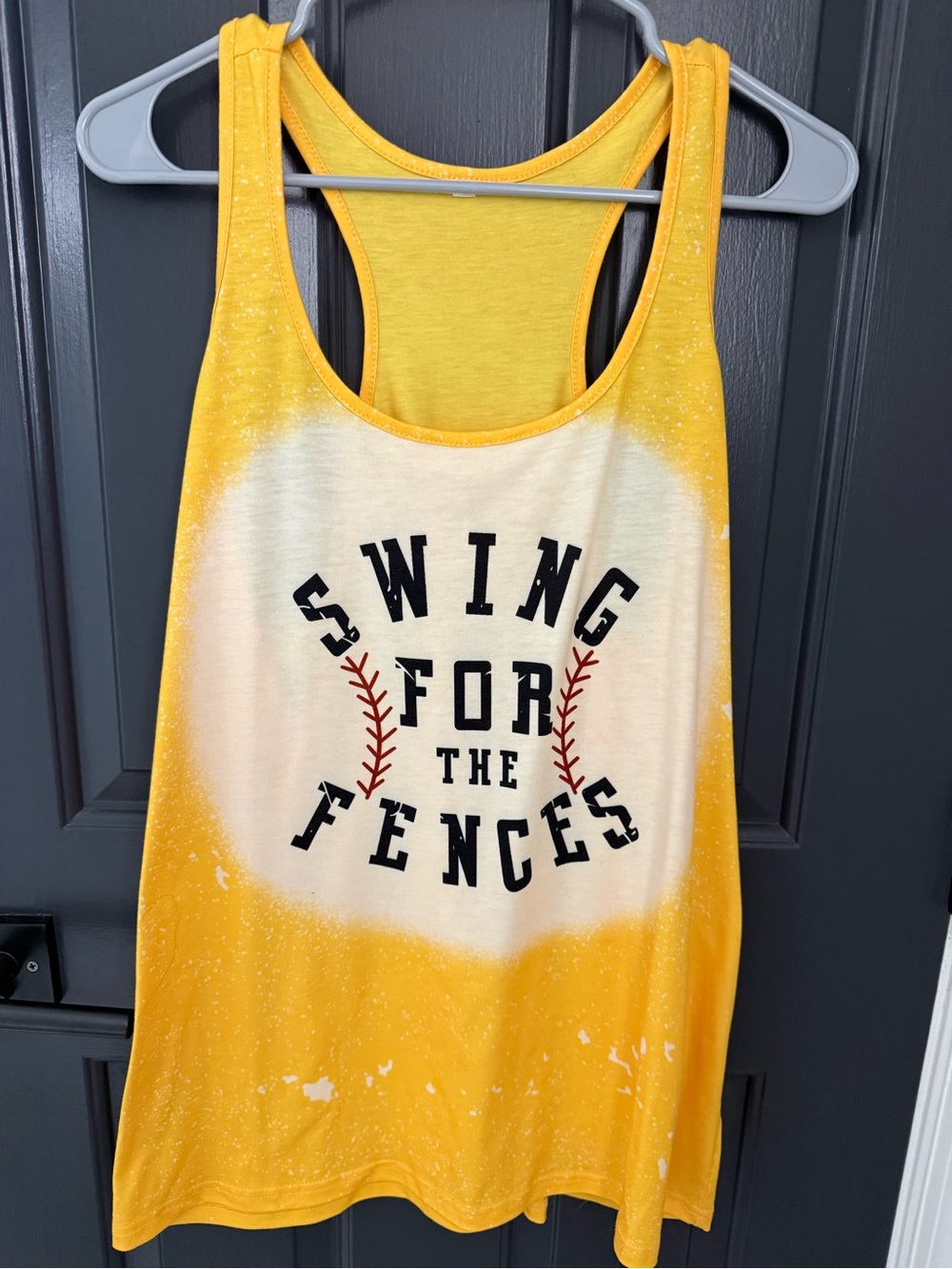 Yellow Baseball Graphic Racerback Tank - "Swing for the Fences"